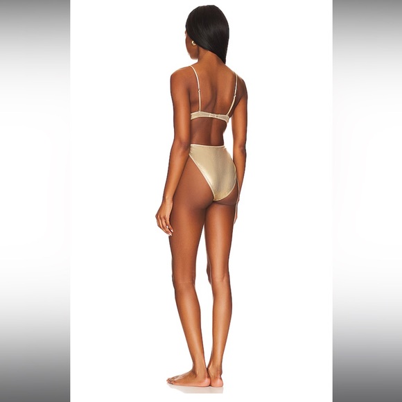 NWT $298 Monica Hansen Beachwear Galaxy One Piece Gold Metallic Swimsuit string - Picture 5 of 7